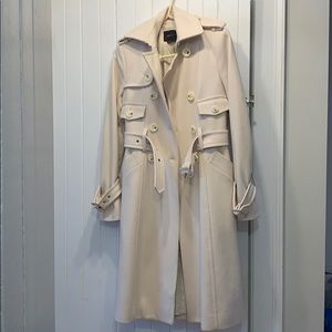 Bcbg wool trench coat size xxs white cream color